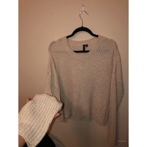 Moon&Madison open knit tan bell sleeves sweater